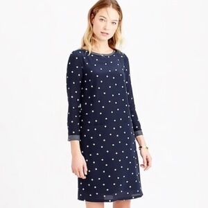 J. Crew 100% Silk Shift Dress in Polka Dot~SIZE2 NAVY